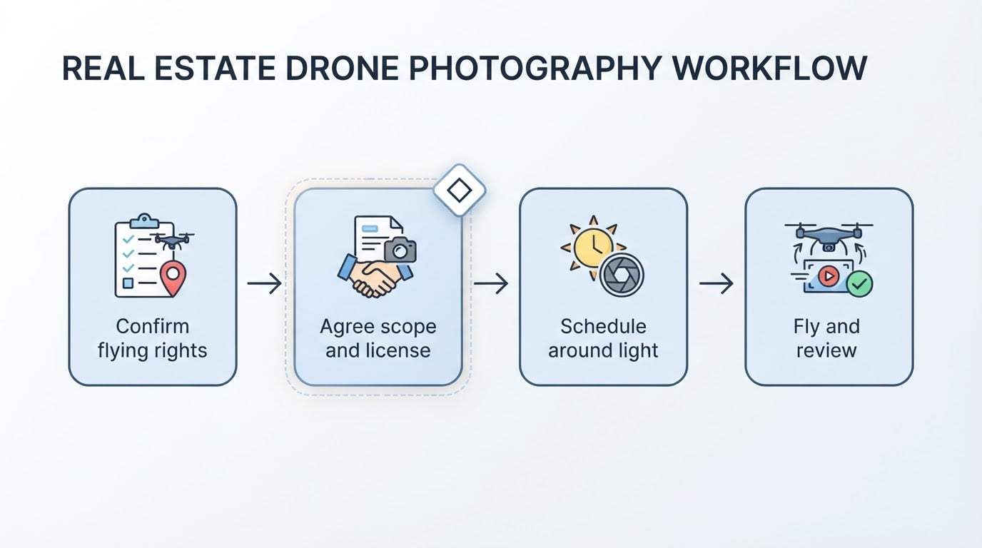Workflow diagram for real estate drone photography near me.