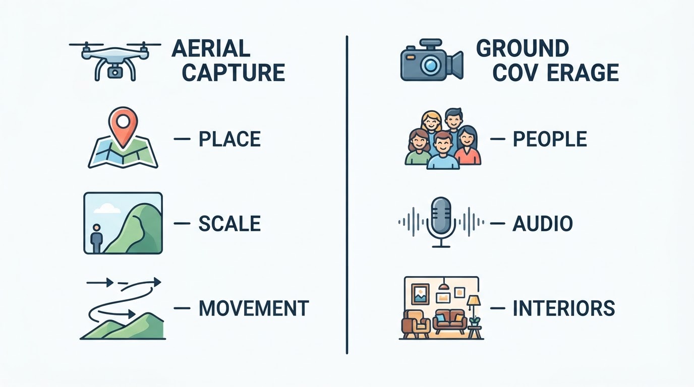 Workflow diagram for drone videography services.